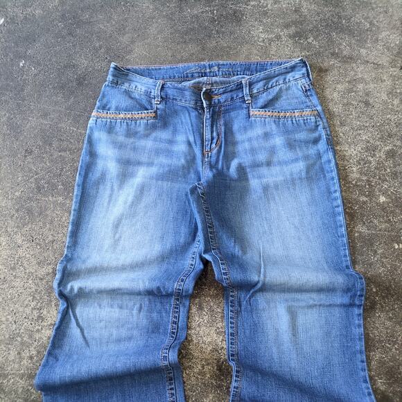 Eddie Bauer Wide Leg Jeans Womens 4 Blue Pants Flare Faded Denim Lightweight - Picture 2 of 8